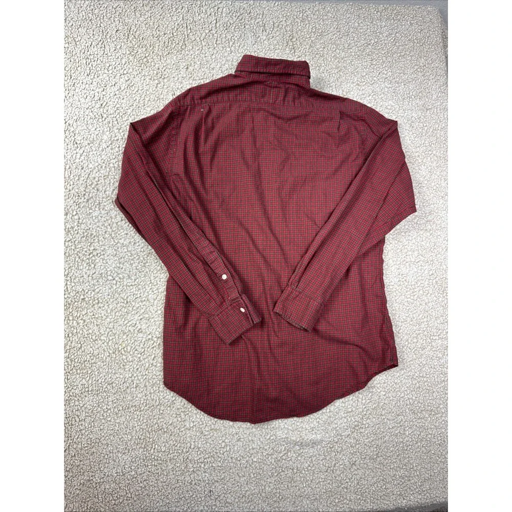 Polo Ralph Lauren Button Up Shirt Mens L Red Plaid Long Sleeve Check Black Pony